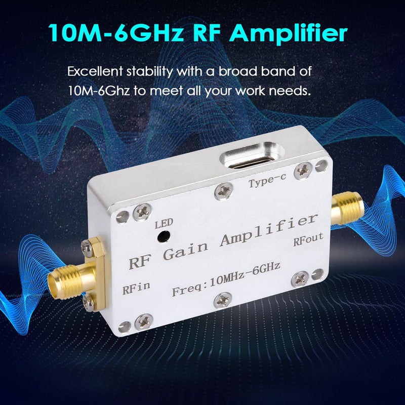 DmgicPro RF WideBand Amplifier 10M-6GHz Low Noise Amplifier LNA 40dB Gain with SMA Female Connector for Radio, FM Broadcasting, Signal Amplification DC 5V Powered - Image 4